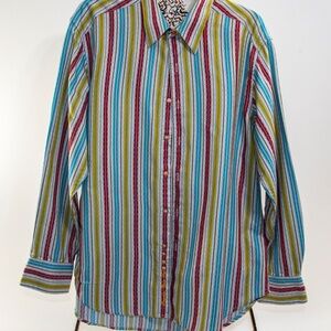 VINTAGE ROBERT GRAHAM STRIPED SHIRT - SIZE LARGE